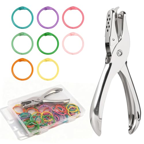40 PCS Colorful Book Rings 1 Inch Binder Rings with Metal Single Hole Punch for Index Cards Flashcards, Metal Steel Notebook Paper Rings Keychain Rings for School Office Home