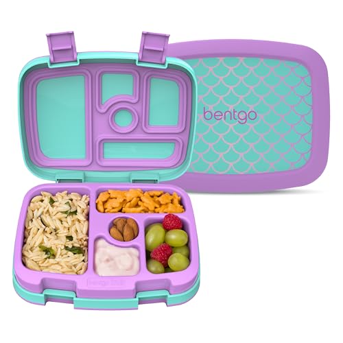 Bentgo Kids Prints Leak-Proof, 5-Compartment Bento-Style Kids Lunch Box - Ideal Portion Sizes for Ages 3-7, Durable, Drop-Proof, Dishwasher Safe, & PFAS & BPA-Free Materials (Mermaid Scales) - color: Mermaid Scales