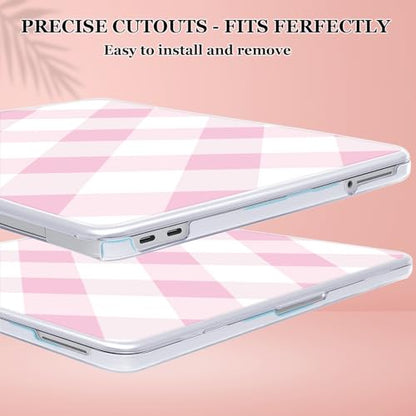 for MacBook Neo 13 inch Case 2026 A3404 with A18 Pro Chip, Anti-Scratch Pattern Plastic Hard Shell Case & Keyboard Cover & Screen Protector for MacBook Neo Case, Pink Checkered - color: Pink Checkered