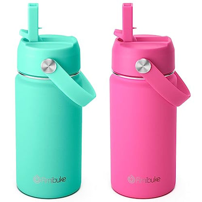 Fimibuke Kids Insulated Water Bottle, 14oz BPA FREE Double Wall Vacuum Travel Tumbler 18/8 Stainless Steel Leak Proof Kids Cups with Straw Metal Water Bottle for School Boy Girl (2 Pack, Hawaii) - color: B3. Hawaii