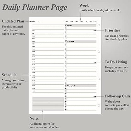 [EMSHOI Daily Planner Refill 8.5" X 11.5", 80 Sheets, 160 Pages Ring Binder Planner Inserts, Thick Cream Color Refill Paper, 100 GSM Loose Leaf, Paper Refills with Gift Box] | Ring Binder Notebook Inserts, 100 GSM Loose Leaf Paper, Refillable, Schedules,