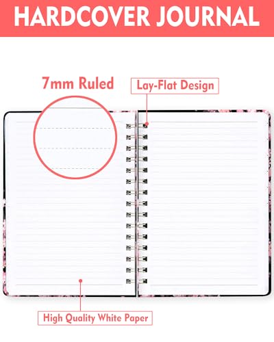Spiral Journal Notebook for Women, Hardcover A5 College Ruled Notebook, 60 Sheet, Thick Paper, Cute Lined Journal for School, Office & Work, 6 x 8.4 in(Cherry Blossoms Spring) - color: Cherry Blossoms Spring