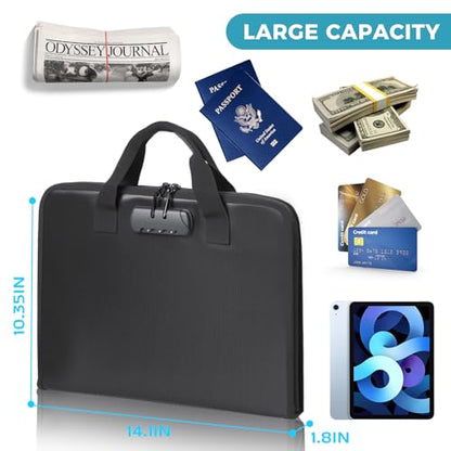 Accordion File Organizer with Combination Lock,Fireproof Expanding File Folder with Multi Pockets,13 Pockets Document Organizer with Handle & Labels,Portable Home Travel Safe Storage Letter A4 Files