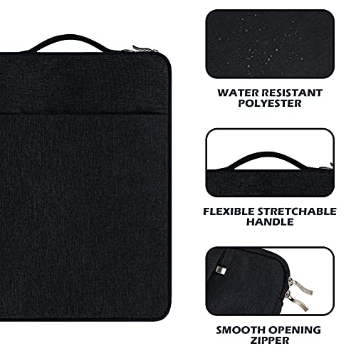 RAINYEAR 15.6 inch Laptop Sleeve Carrying Case with Handle & Pocket, Black | Protective Padded Polyester Laptop Sleeve Case Briefcase Compatible with 15.6 Inch Notebook Computer Chromebook - color: Black, size: 15.6"