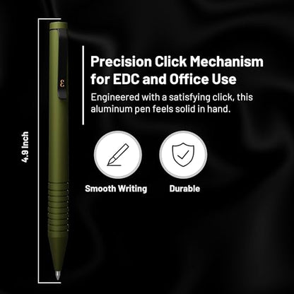 Everyman OD Green Super Matte Mini Twist Gel Pen | Compact Refillable 0.7mm Gel Pen with Twist Mechanism | Durable Metal EDC Writing Tool for Travel, Office, Work & Gifting - color: OD Green, style: Mini Twist
