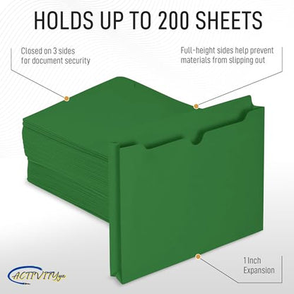 Green File Jackets, 1 Inch Expansion, Letter Size, Reinforced Straight-Cut Tab, 6 Pack - color: Green, style: 1 Inch Expansion
