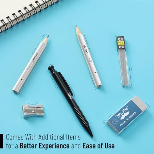 Mr. Pen- Geometry Set, 15 pcs, Black, 6 Inch Swing Arm Protractor, Divider | Set Squares, Ruler, Compasses and Protractor - color: Black