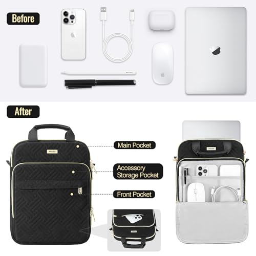 MoKo 15-inch Puffer Laptop Sleeve Bag for MacBook Air 15" / Pro 14" M5/M4/M3/M2 2026-2023, Galaxy Tab S10 FE Ultra 14.8" 2025, Puffy Laptop Carrying Case with Handle & Shoulder Strap, Black - color: Black, size: 15.6 Inch