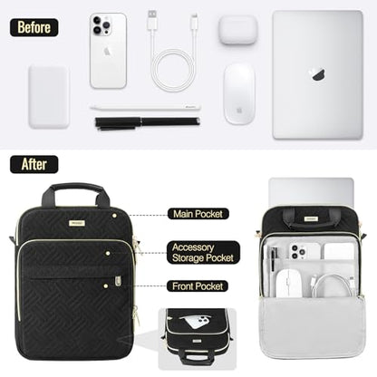 MoKo 15-inch Puffer Laptop Sleeve Bag for MacBook Air 15" / Pro 14" M5/M4/M3/M2 2026-2023, Galaxy Tab S10 FE Ultra 14.8" 2025, Puffy Laptop Carrying Case with Handle & Shoulder Strap, Black - color: Black, size: 15.6 Inch