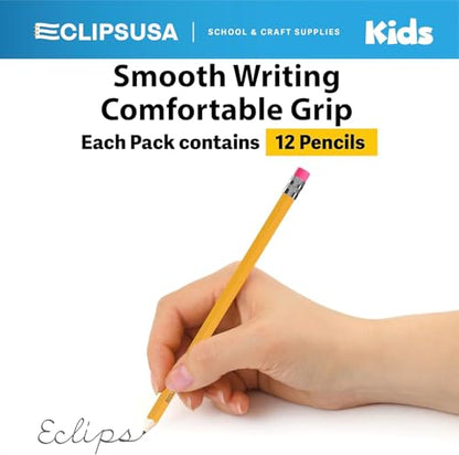 E-CLIPS USA Pre-Sharpened Pencils Bulk Pencil #2 School Supplies Bulk Number 2 pencils Office Supplies Bulk 12 Pencil Per Box (80 Pack) - style: 80 Pack
