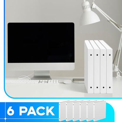 Henoyso 6 Pcs 1 Inch Mini 3 Ring Binders Fits 5.5 x 8.5 Paper, Holds(Capacity 200 Sheets), Plastic Flexible Three Round Rings Small WhiteA5 Binders Bulk for School, Office Use, Photo Album - color: White, size: 1 Inch