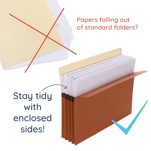 Blue Summit Supplies 10 Redrope Expanding File Pockets, Legal, 3.5" Brown | 3.5 in expansion, accordion style, legal size, for documents, invoices, and bulk filing - size: 3.5"