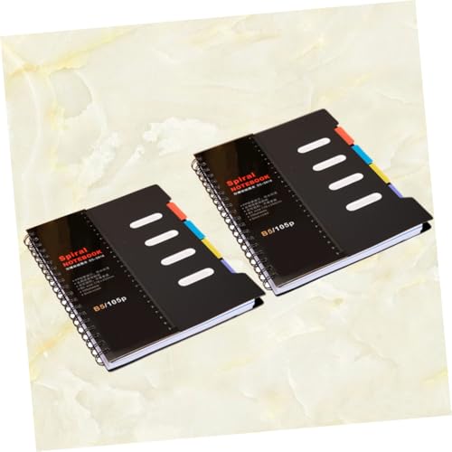 Luxshiny 2pcs A6 Spiral Notebooks 105-sheet Wide Ruled Memo Books with Tabs Spiral Bound Multi-subject Notepads for School Office Daily Planning