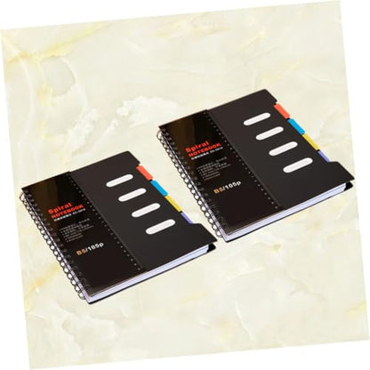 Luxshiny 2pcs A6 Spiral Notebooks 105-sheet Wide Ruled Memo Books with Tabs Spiral Bound Multi-subject Notepads for School Office Daily Planning