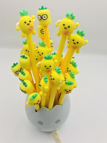 30 Pcs Cute Pineapple Gel Ink Pens, Fruit 0.5 mm Black Ink Cool Novelty Writing Pens f for Ournaling, Writing, Note-Taking, Teacher Student School Party Office Home Supplies (Cute Pineapple) - style: Cute Pineapple