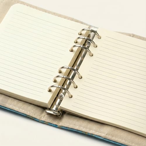 Hengjing A6 6 Ring Binder Loose Leaf Personal Organizer Binder 100 Lined Pages Lay Flat Design Sturdy Metal Rings For Binder Inserts(7 x 4.5 inches)