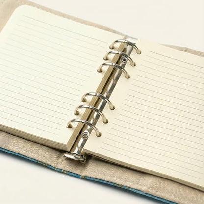 Hengjing A6 6 Ring Binder Loose Leaf Personal Organizer Binder 100 Lined Pages Lay Flat Design Sturdy Metal Rings For Binder Inserts(7 x 4.5 inches)