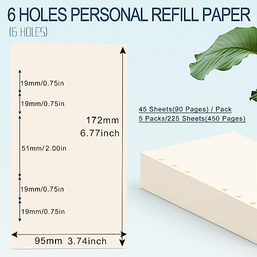 Toplive A6 Refill Paper, 4 Pack, 360 Pages, 100GSM Thick, 6 Hole Filler Inserts, Loose Leaf, for 6 Ring Binder Journal Notebook - style: Blanks 4 Pack