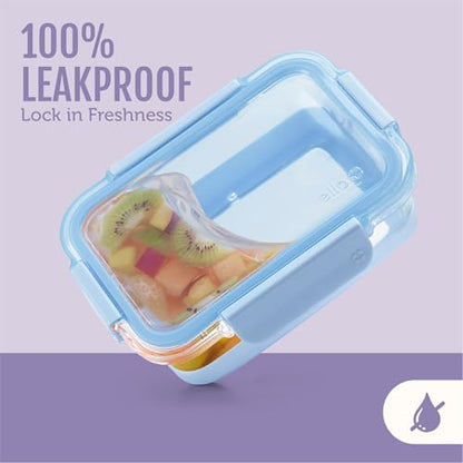 Ello Duraglass Refresh 3.4 Cup Meal Prep Sets 10Pc, 5 Pack Set- Glass Food Storage Container with Silicone Boot and Airtight BPA-Free Plastic Lids, Dishwasher, Microwave and Freezer Safe,Everest - color: Everest