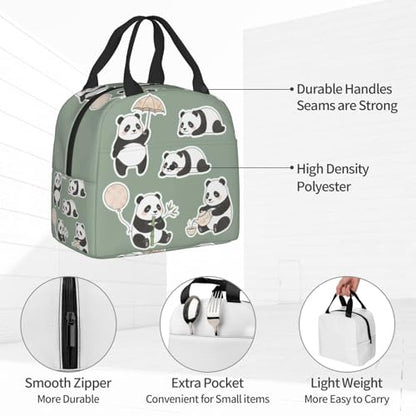 Panda Lunch Box - Insulated Lunch Bags for Women/Men Little Panda Collection Reusable Lunch Tote Bags, Perfect for Office/Camping/Hiking/Picnic/Beach/Travel - color: Panda