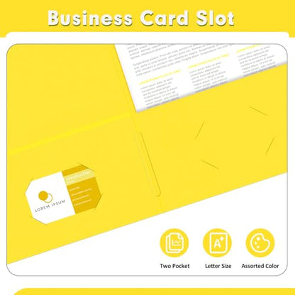 Two Pocket Folders, PANDRI 50 Pack 2 Pocket Folders, Letter Size Paper File Folder for School Office Home Business, Yellow - color: Yellow