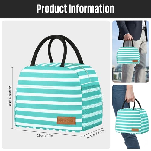 douyadady Lunch Bag Women/Men Lunch Box Women/Men (Baby blue+White Stripes) | Spacious Lightweight Waterproof Sturdy Durable Great Value For Office Work School Picnic Travel - color: Baby blue+White Stripes