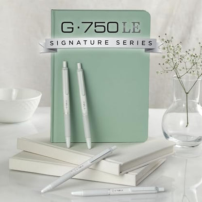 Zebra Pen G-750LE Signature Series Retractable Gel Pen, Black Ink, 0.7mm Medium Point, Pearl White Durable Compact Brass Barrel, Comfort Grip, Rapid Dry Ink, Japanese Craft Detail, 1-Pack (49611)