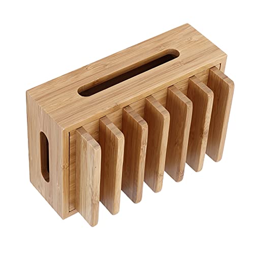 ZJchao Wood Charging Hub for Compact Desk with Cable Routing and Slip Base