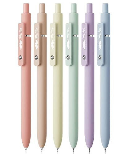 Mr. Pen- Retractable Gel Pens, 6 Pack, Pastel Barrels, Black Ink, Fast Dry | Fine Point 0.5mm, Cute Aesthetic for Journaling - color: Pastel Barrels