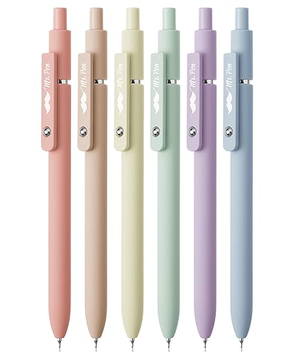 Mr. Pen- Retractable Gel Pens, 6 Pack, Pastel Barrels, Black Ink, Fast Dry | Fine Point 0.5mm, Cute Aesthetic for Journaling - color: Pastel Barrels