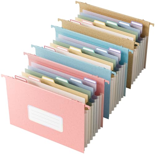 EcoStash Wheat Straw Expanding Hanging File Folders, 3 Color File Organizer, 1.2" Accordion Pockets, Large Capacity, Letter Size for Filing Cabinet, 100% BPA Free, Return to Nature, Healthy Living - color: Yellow & Blue & Pink, style: 3 packs