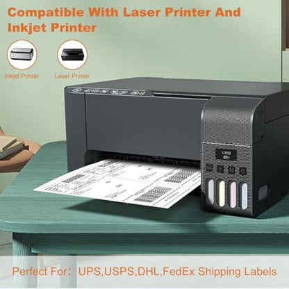 2000 Half Sheet Self Adhesive Shipping Labels for Laser Inkjet Pinters, 8.5 x 5.5 inches (1000 Sheets, 2000 Labels) - size: 1000 sheets, style: 2 up-8.5"x5.5"