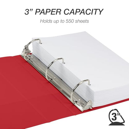 Samsill Durable 3 Inch Binder, D Ring Binder, Customizable Clear View Cover, Ruby Red, Holds 625 Pages - color: Red, size: 3 Inch