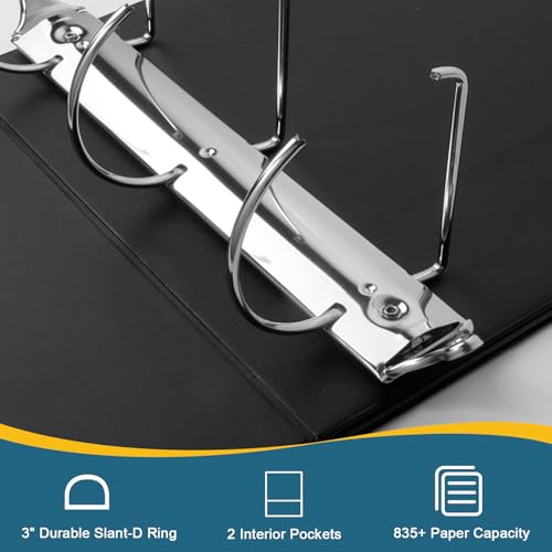 CIXILDTS 4" 3 Ring Binder, Standard 4-Inch Slant-D Ring Binder Fit Letter Size Paper, Presentation View Binders, 2 Packs, Black - color: Black, size: 4", style: 2-Pack