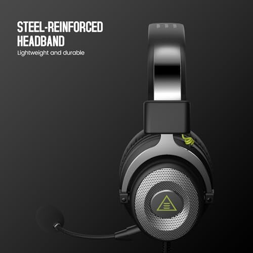 EKSA E900 Headset with Microphone for PC, PS4,PS5, Xbox - Detachable Noise Canceling Mic, 3D Surround Sound, Wired Headphone for Gaming, Computer, Laptop, 3.5MM Jack - color: Black-Sliver