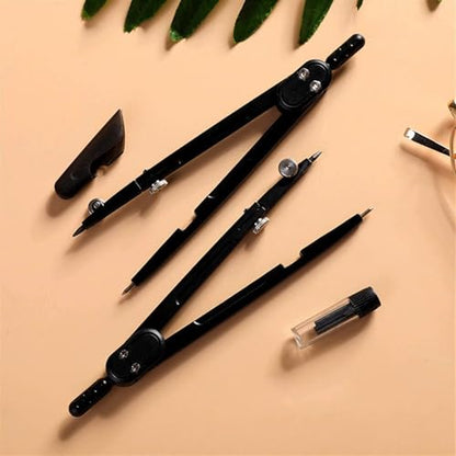 Metal Compass Set for Students,Heavy Duty Math Geometry Compass with Lead Refills Geometry Drawing Set Drafting Tool Kit for Schools