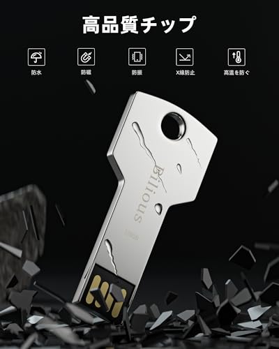 Bilious USB Keychain Flash Drive 2.0 128G, Metal Style Thumb Drive Portable USB 2.0 Memory Stick, Waterproof Key Shaped Jump Pen Drive 128GB for Storage and Backup - size: 128GB