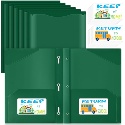Henoyso 24 Set Take Home Folders with Clear Front Pocket, School-to-Home Communication Folder Bulk for Back to School Classroom, Heavy Duty Plastic Parent-Teacher Homework Folders (Dark Green) - color: Dark Green