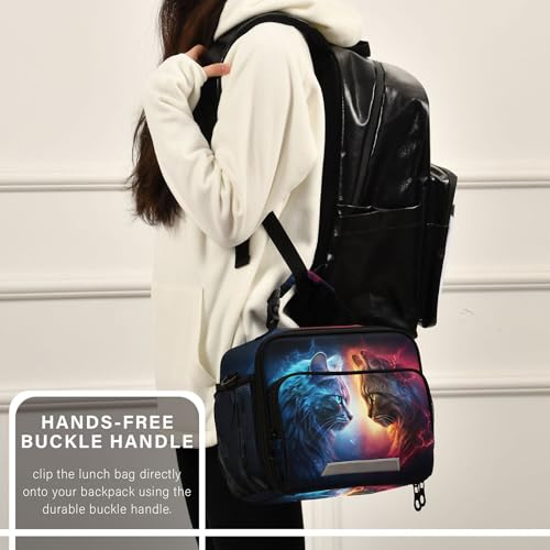 MNSRUU Student Lunch Bag Cat Lightning Insulated DinnerTotes Picnic Bag Lunch Box with Adjustable Shoulder Strap for Teen Kids Adults - color: Cat A 0202