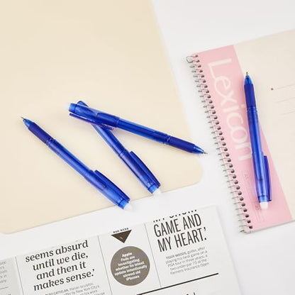 Volcanics 36 Pack Blue Erasable Gel Pens, 0.7mm Fine Point, Smooth & Fast-Drying Ink, Capped Design, Refillable School Office Pens for Students, Teachers, Note Taking & Journaling - color: Blue, size: 1 Count (Pack of 36)