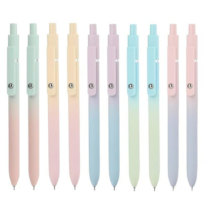 Ddaowanx Gel Pens Set,10 Pcs 0.5mm Retractable Quick Dry Black Ink Pens | Fine Point Smooth Writing Pens for Journaling,Cute Stationery Office&School Supplies,Gifts for Women Stocking Stuffers - color: 10 Pcs Gradient-Black Ink