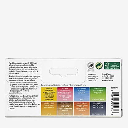 Winsor & Newton Cotman Watercolor Paint Set, 8 Half Pan, Landscape Colors w/ Brush - style: 8 Half Pan Landscape Colors