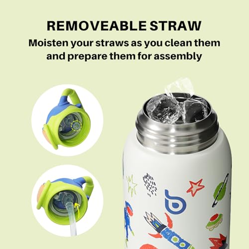 BOTTLE BOTTLE Kids Insulated Water Bottle with Straw Lid and Handle 16 oz Stainless Steel Vacuum Tumbler Water Bottles for School Outdoor Travel Gifts for Boys and Girls Astronaut - color: Astronaut