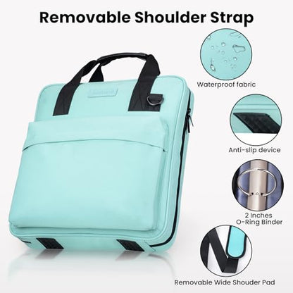 3 Ring Zipper Binder, Durable School Zip Binder, 2" 500 Sheets | Sturdy organizer with strap & pockets fits laptops. Internal pouch keeps daily tech gear easy to carry. - color: Blue