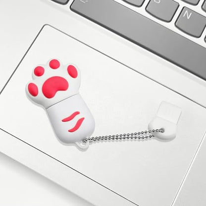 64GB USB 2.0 Flash Drive Cartoon Novelty Lovely Cat Paw Memory Stick Silicone Rubber Ainmal Pendrive White - color: Catpaw-white, size: 64GB 2.0