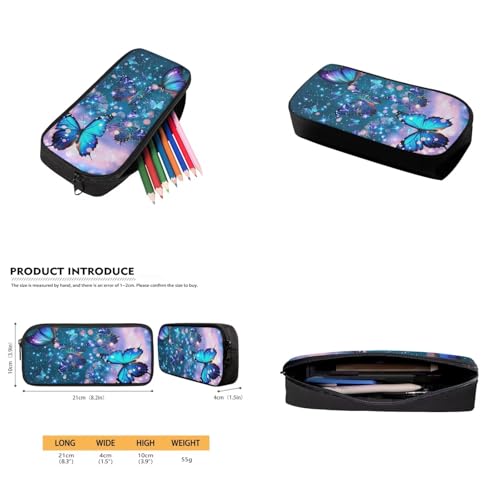 Butterfly Backpack for Girls Kids Backpack with Lunch Box Water Bottle Carrier with Strap and Aesthetic Pencil Case 4PCS Set Bookbag with Front Pocket for School Teens 17 inch Large School Bag - color: Aesthetic Butterfly
