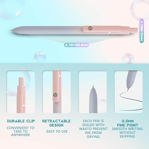 Joxop Quick Dry Gel Pens, Quick Dry Gel Pens, 5pcs Retractable Gels Pen Set, 0.5mm Quick-Dry Carbon Ink (B White) - color: B White