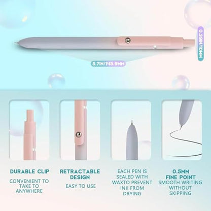 Joxop Quick Dry Gel Pens, Quick Dry Gel Pens, 5pcs Retractable Gels Pen Set, 0.5mm Quick-Dry Carbon Ink (B White) - color: B White