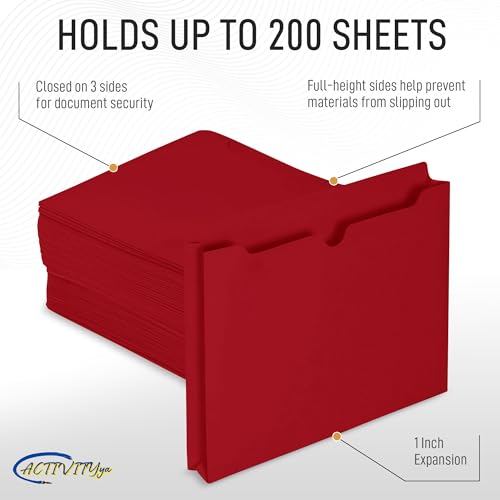 Red File Jackets, 1 Inch Expansion, Letter Size, Reinforced Straight-Cut Tab, 6 Pack - color: Red, style: 1 Inch Expansion