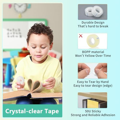 OWLKELA 4 Rolls Tape Refills, Clear | Transparent Glossy Tape, All-Purpose, Ideal for Office, Home and School - size: 4 Pcs